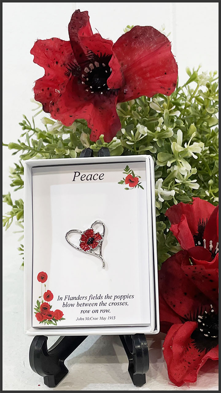 P1009 Heart Poppy Brooch
